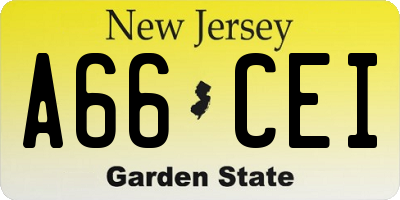NJ license plate A66CEI