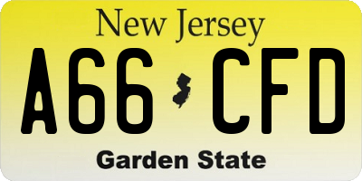 NJ license plate A66CFD