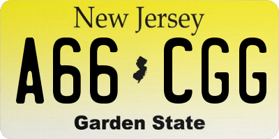 NJ license plate A66CGG