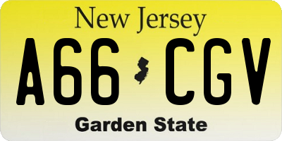NJ license plate A66CGV