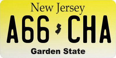 NJ license plate A66CHA