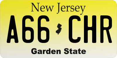 NJ license plate A66CHR