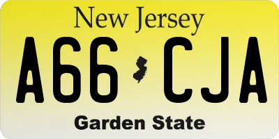 NJ license plate A66CJA