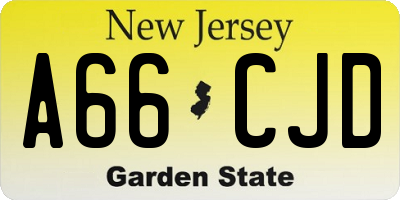 NJ license plate A66CJD