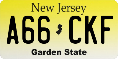 NJ license plate A66CKF