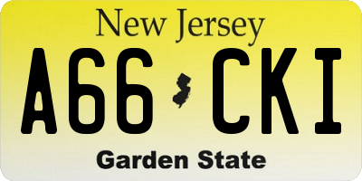 NJ license plate A66CKI