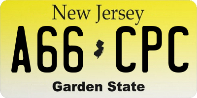 NJ license plate A66CPC