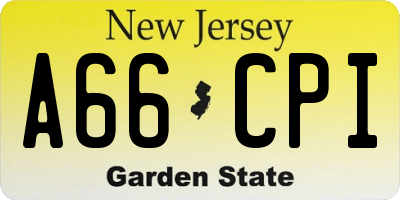 NJ license plate A66CPI