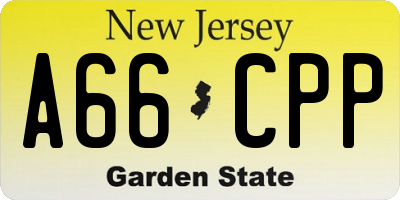 NJ license plate A66CPP