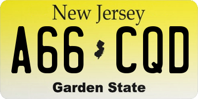 NJ license plate A66CQD