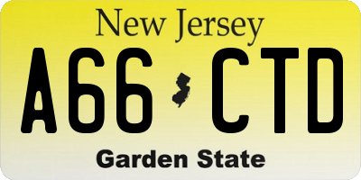 NJ license plate A66CTD