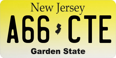 NJ license plate A66CTE