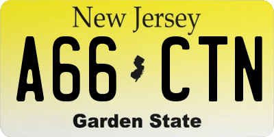 NJ license plate A66CTN