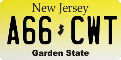 NJ license plate A66CWT