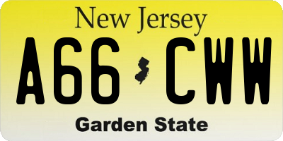 NJ license plate A66CWW