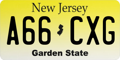 NJ license plate A66CXG