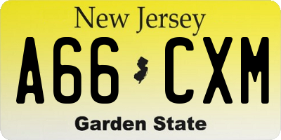 NJ license plate A66CXM