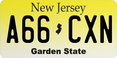 NJ license plate A66CXN