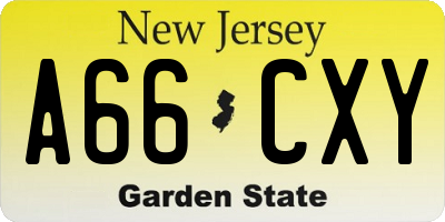 NJ license plate A66CXY