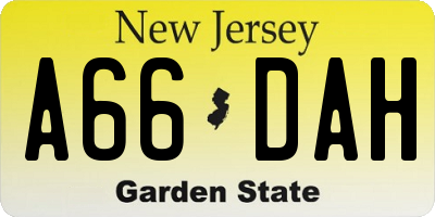 NJ license plate A66DAH