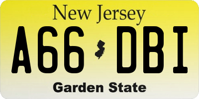 NJ license plate A66DBI