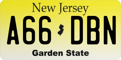 NJ license plate A66DBN