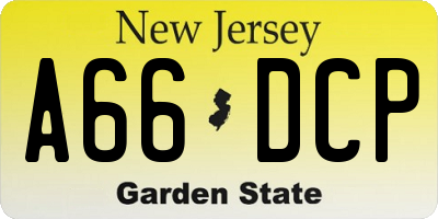 NJ license plate A66DCP