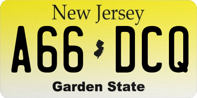 NJ license plate A66DCQ
