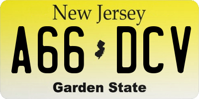 NJ license plate A66DCV