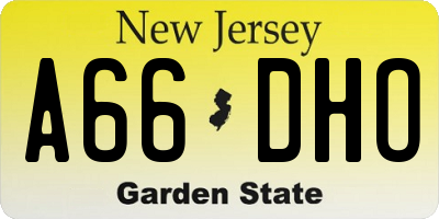 NJ license plate A66DHO