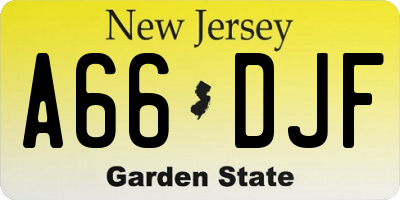 NJ license plate A66DJF