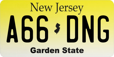 NJ license plate A66DNG