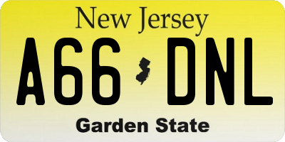 NJ license plate A66DNL