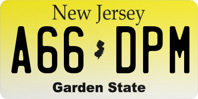 NJ license plate A66DPM