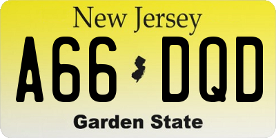 NJ license plate A66DQD