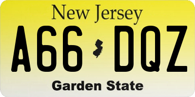 NJ license plate A66DQZ