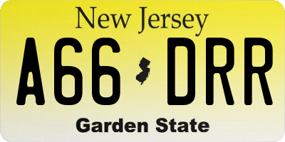 NJ license plate A66DRR