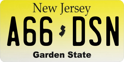 NJ license plate A66DSN