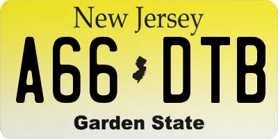 NJ license plate A66DTB