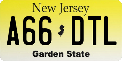NJ license plate A66DTL