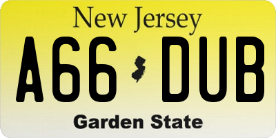 NJ license plate A66DUB