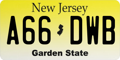 NJ license plate A66DWB