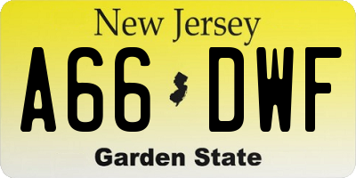 NJ license plate A66DWF