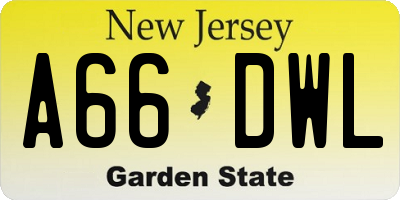 NJ license plate A66DWL
