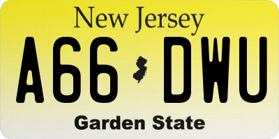 NJ license plate A66DWU