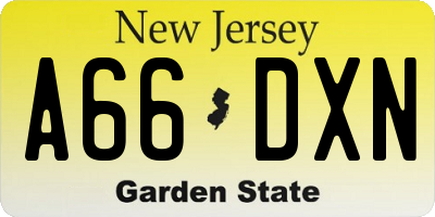 NJ license plate A66DXN
