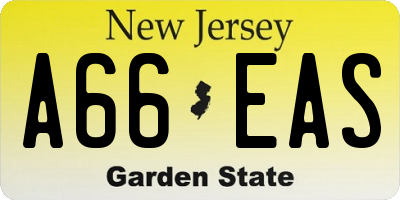 NJ license plate A66EAS