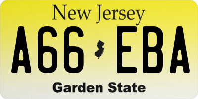 NJ license plate A66EBA
