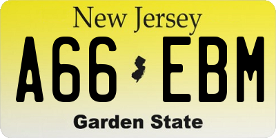 NJ license plate A66EBM