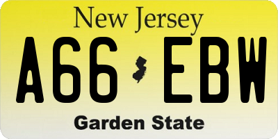 NJ license plate A66EBW